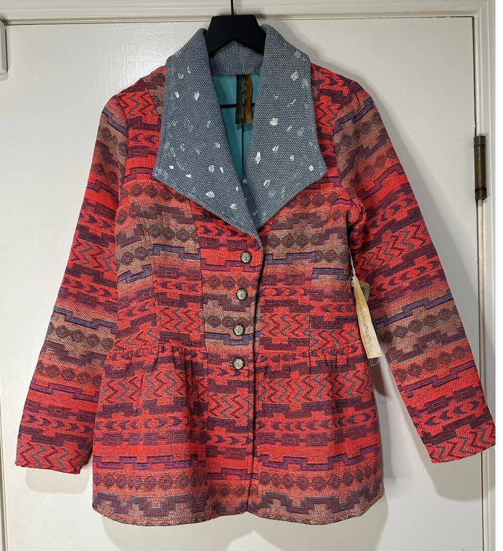 Arrata Silent Journey Blazer Jacket Pink Size Small NWT Embroidered Peplum